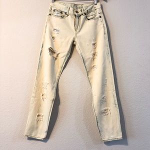 R13 Denim RELAXED Super Rare!! Pale Yellow w/Lt pale faded denim blue.